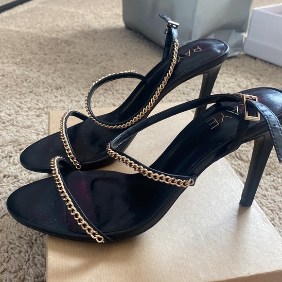 Raye Chain Block Ankle Strap Heels - Picture 2 of 7